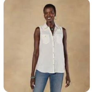 NWT Sundance Willow Linen Sleeveless Top - White, size medium